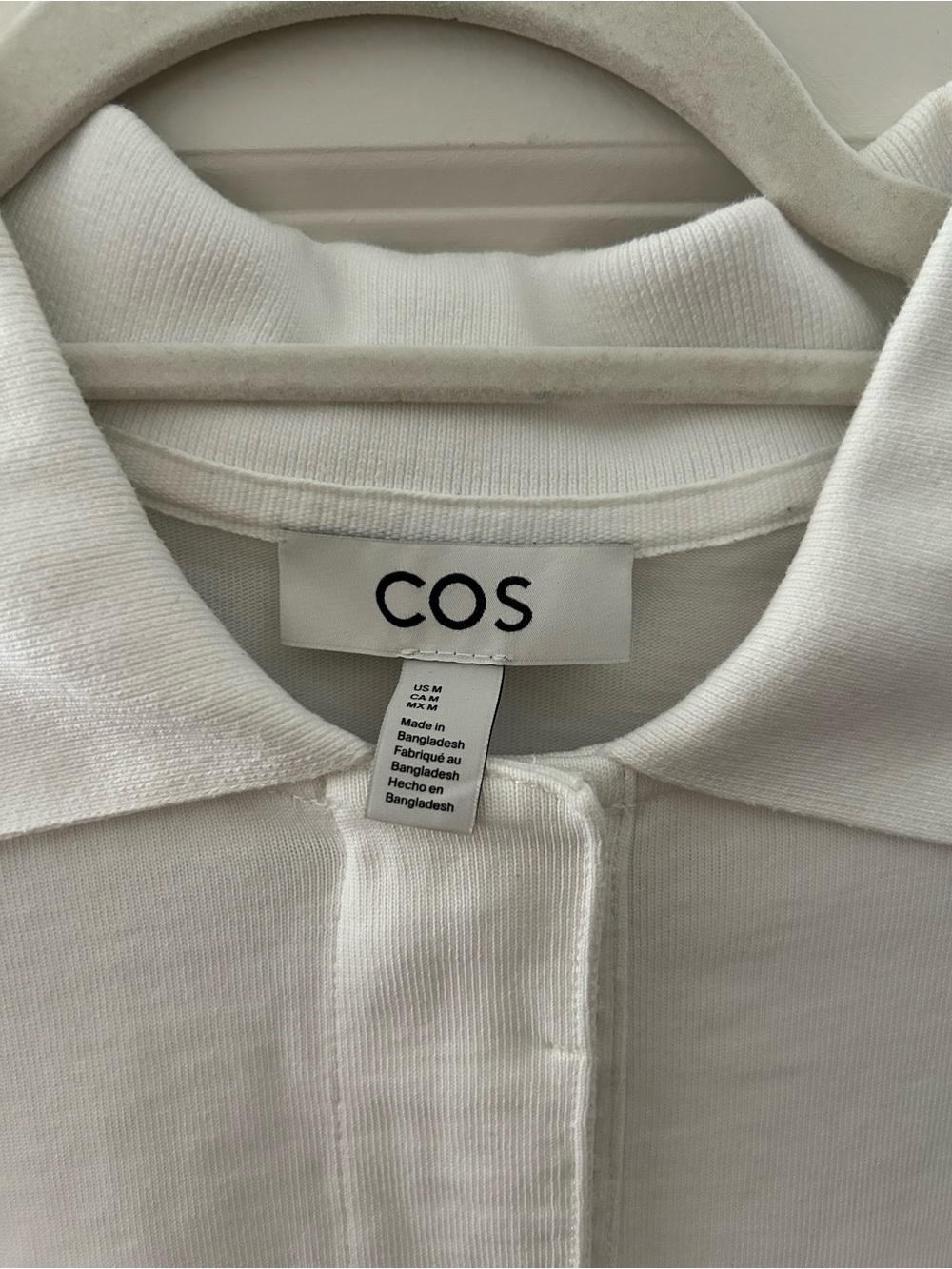 COS White Long-Sleeve Polo in White, size M - Picture 2 of 5